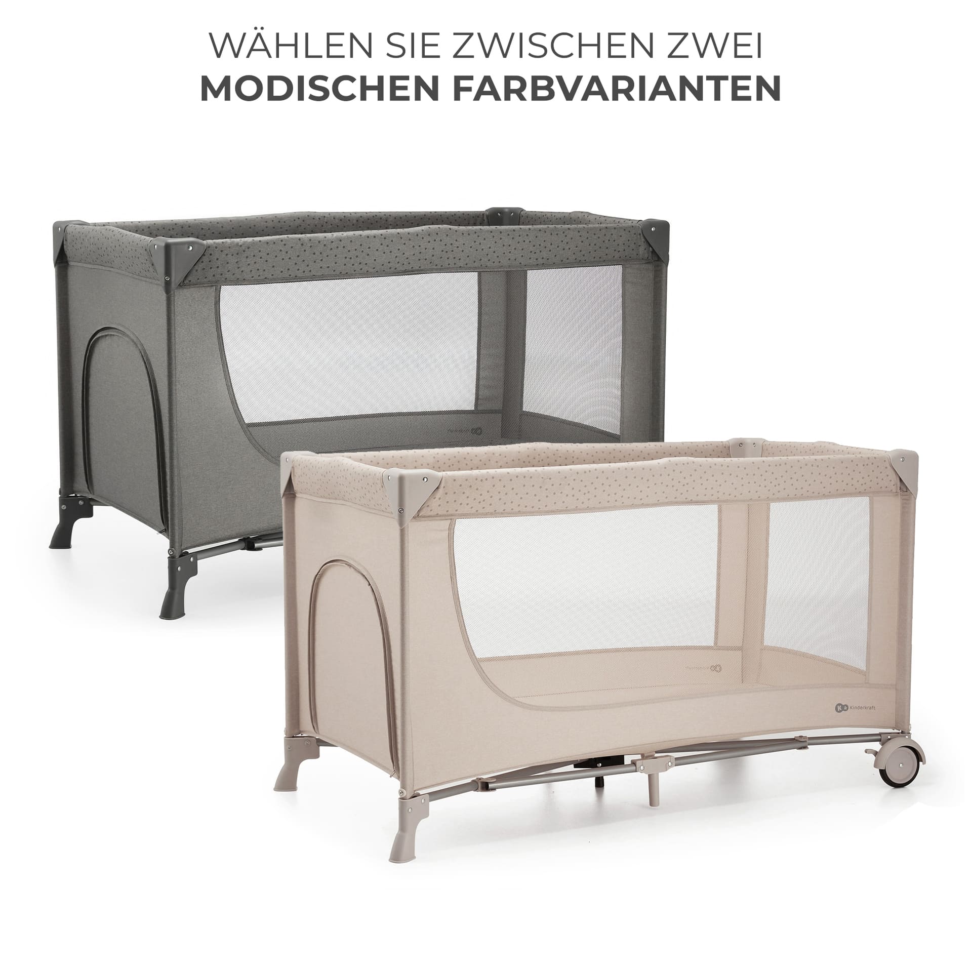 Kinderkraft Reisebett 3in1 JOY 2 Beige inkl. Wickelauflage und Zubehör