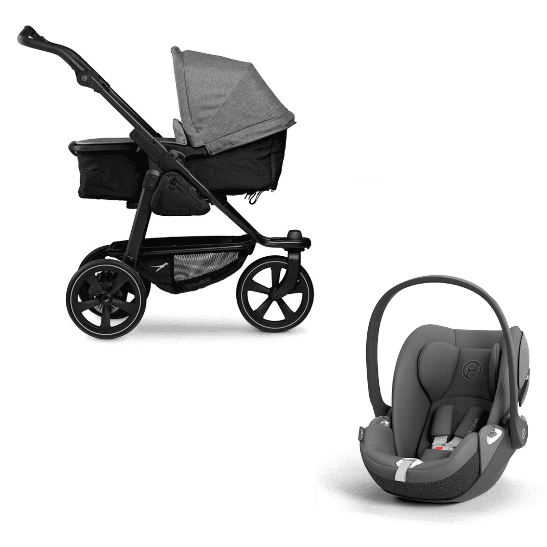 TFK Mono 2 Kombikinderwagen Premium Grau Luftkammerräder und Cybex Cloud T Mirage Grey