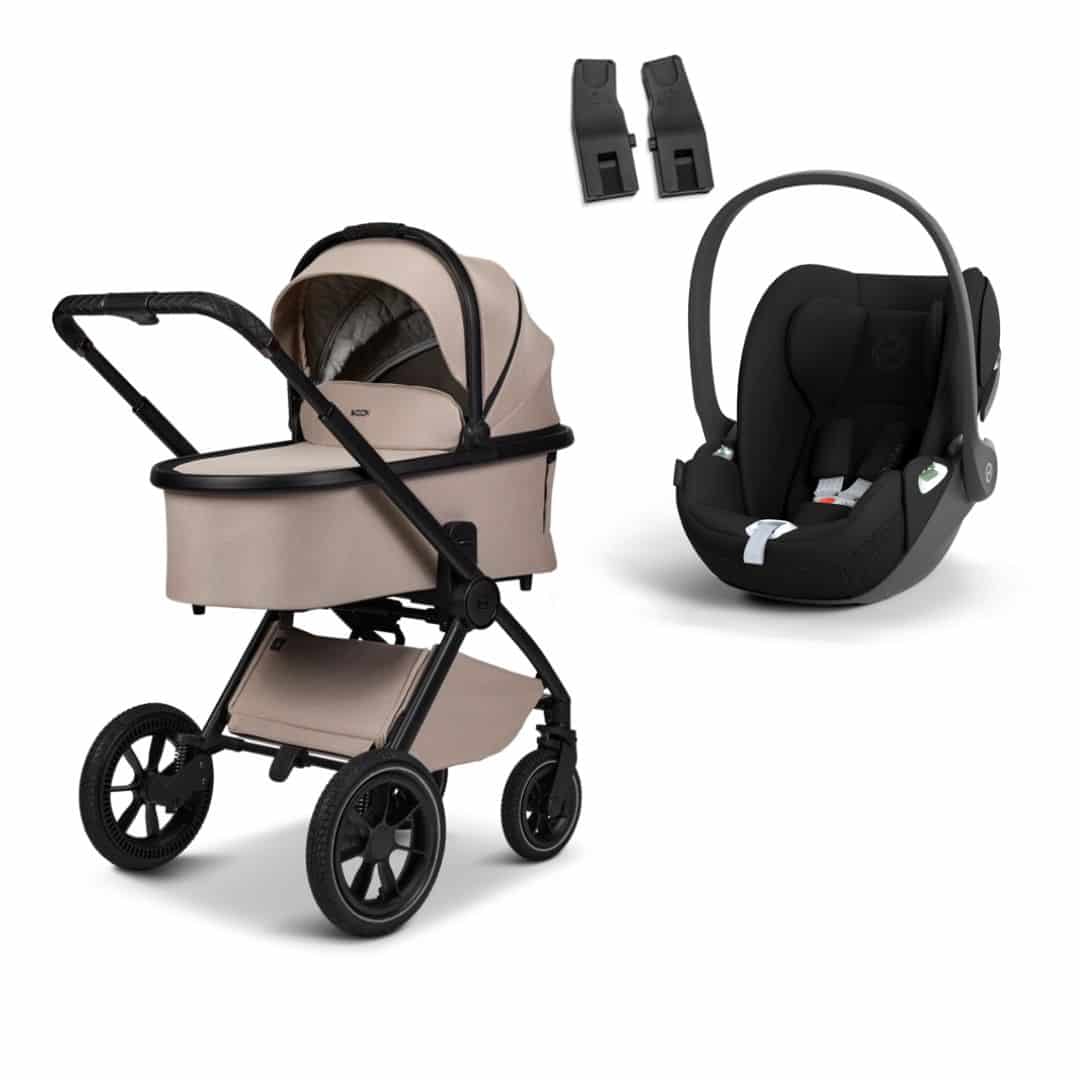 Moon GIO+ Kombikinderwagen sand Set 3in1 inkl. Cybex Cloud T i-Size Babyschale black