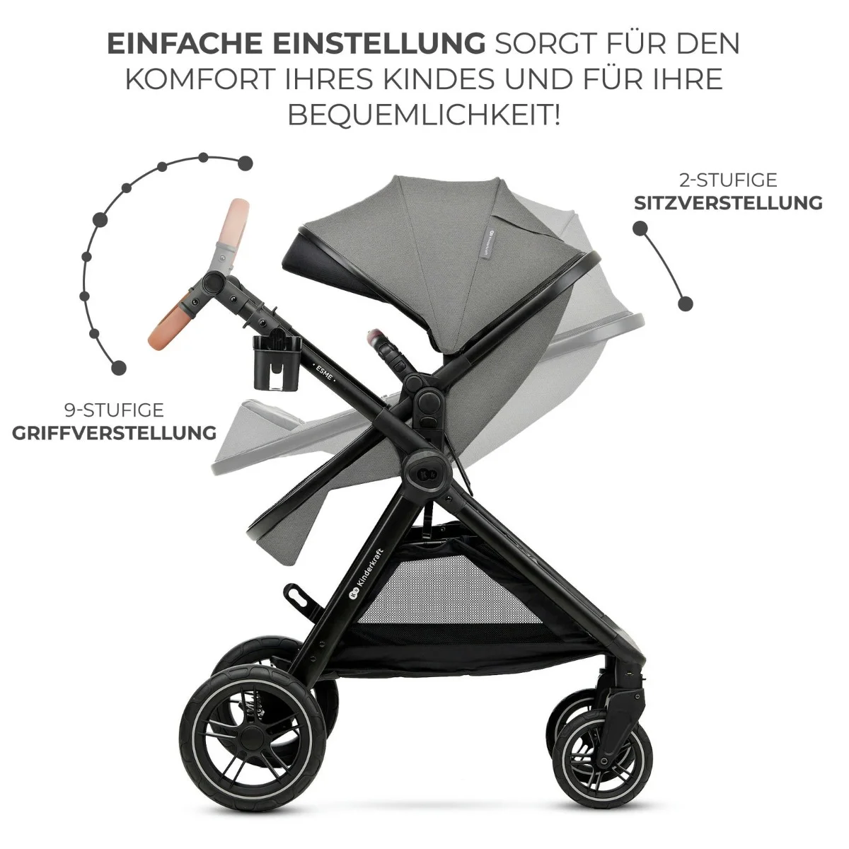 Kinderkraft Kombikinderwagen 3in1 ESME Grey