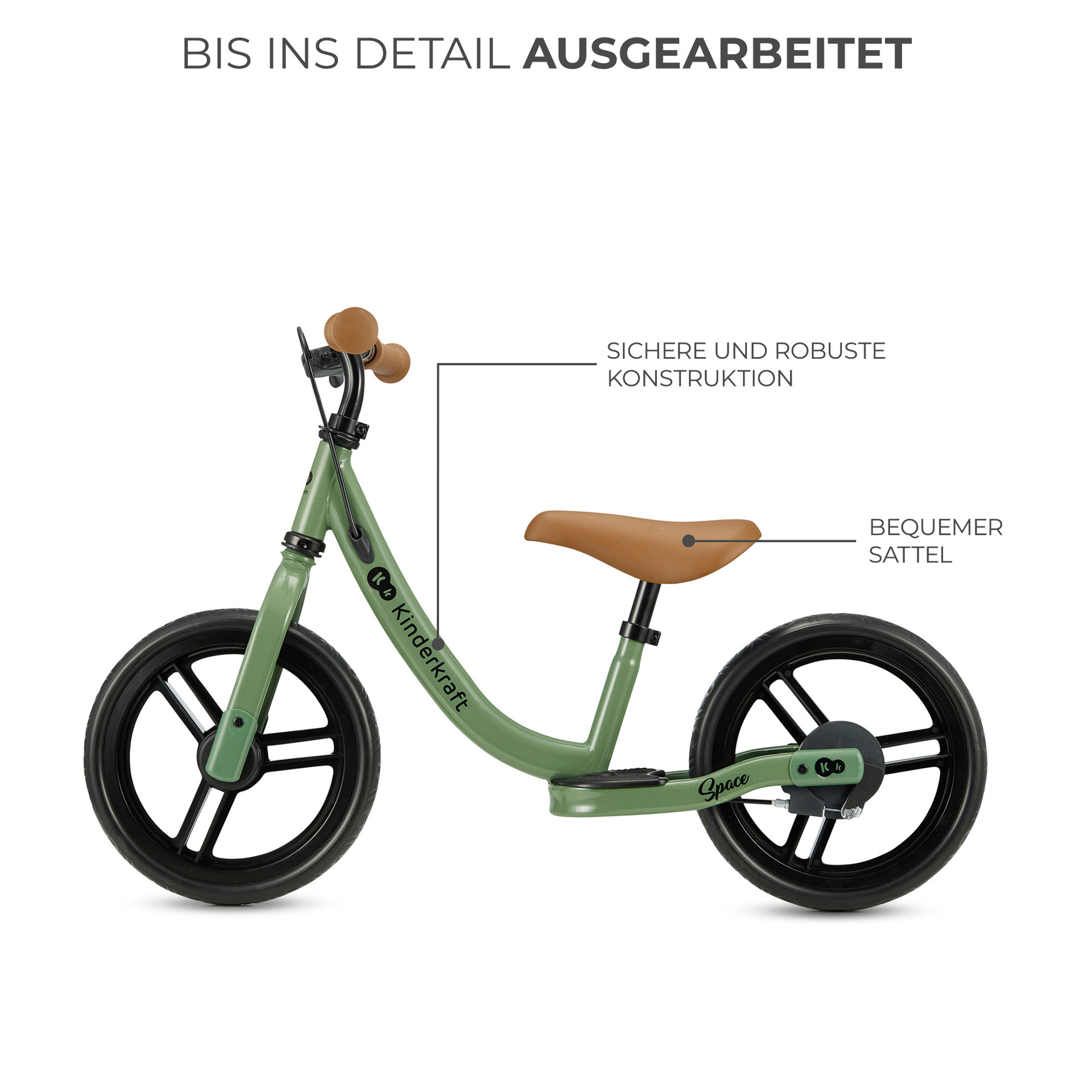 Kinderkraft Balance Bike SPACE Light Green - Laufrad 