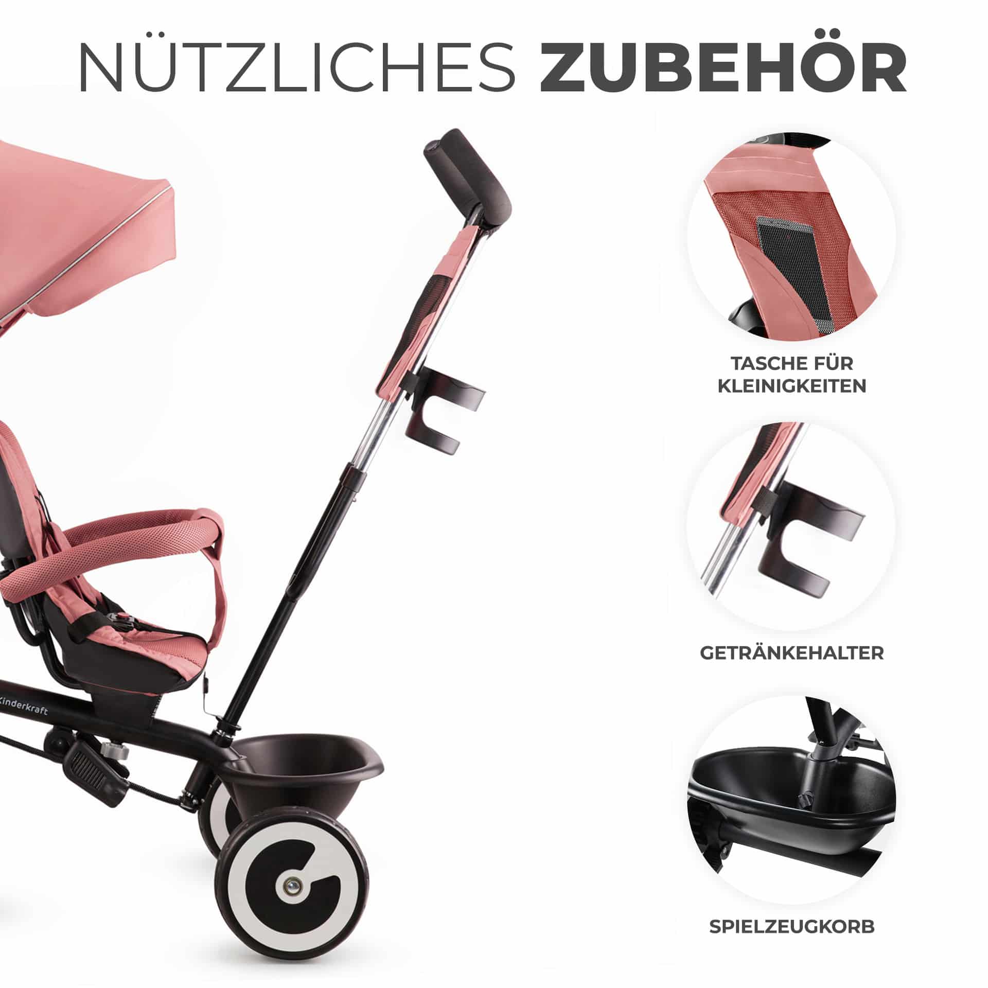 Kinderkraft ASTON Tricycle Rose Pink - Dreirad