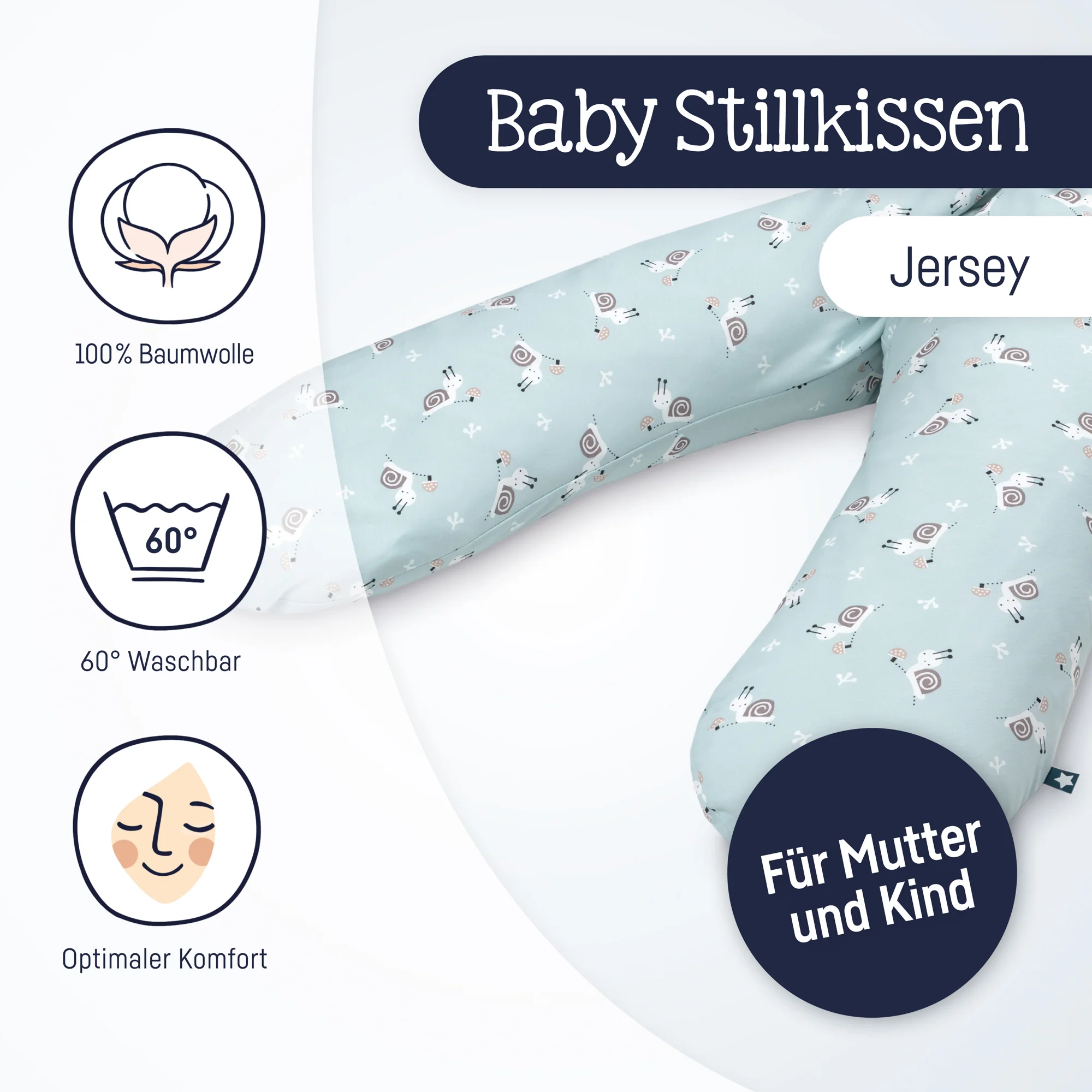 personalisiertes Stillkissen Jersey Cotton mit Namen - Schnecke 2