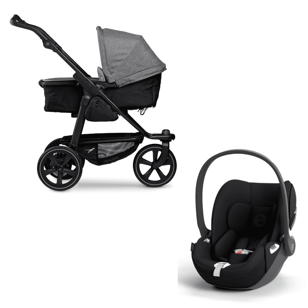 TFK Mono 2 Kombikinderwagen Premium Grau Luftkammerräder und Cybex Cloud T Sepia Black