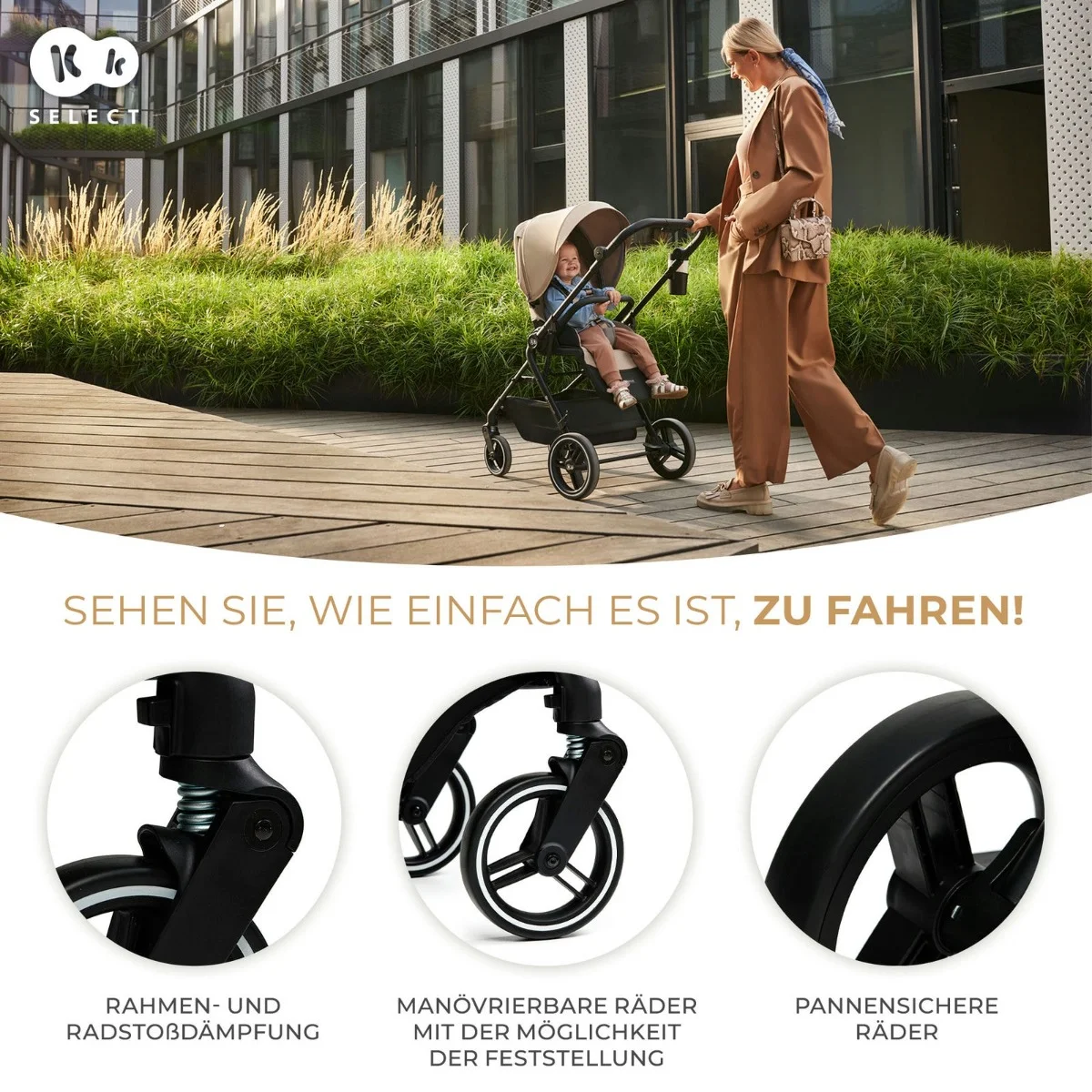 Kinderkraft Kombikinderwagen YOXI 2IN1 Beige