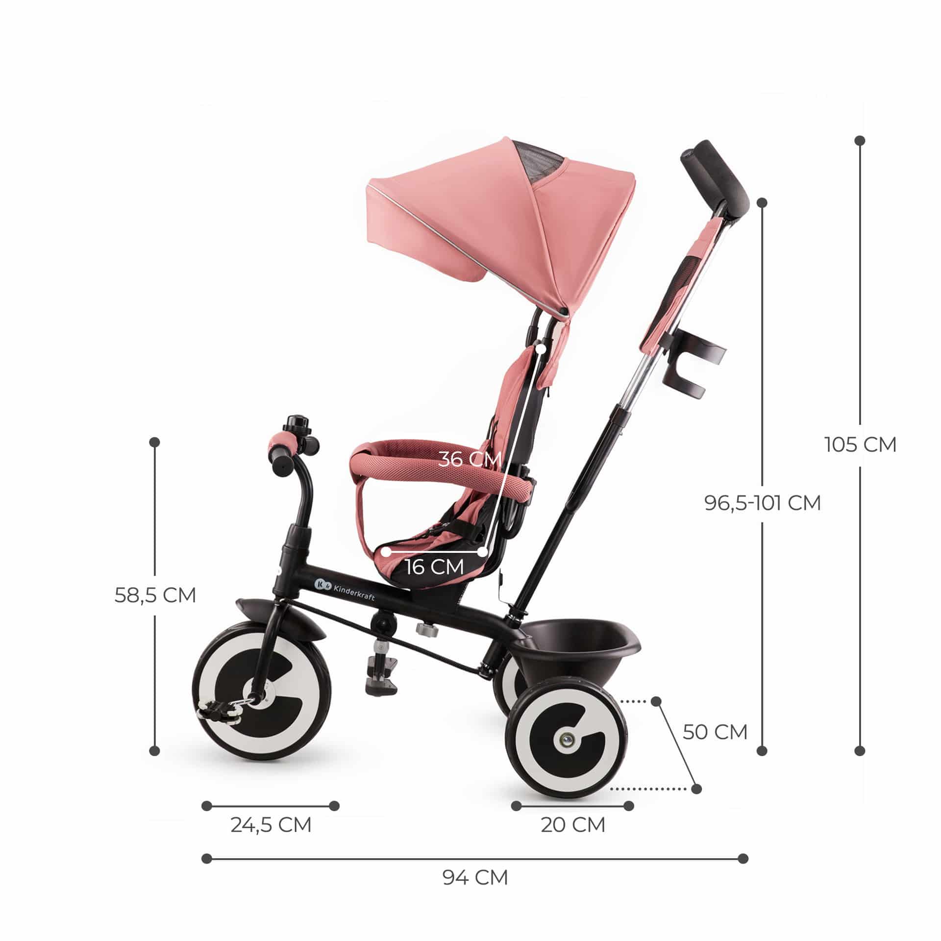 Kinderkraft ASTON Tricycle Rose Pink - Dreirad