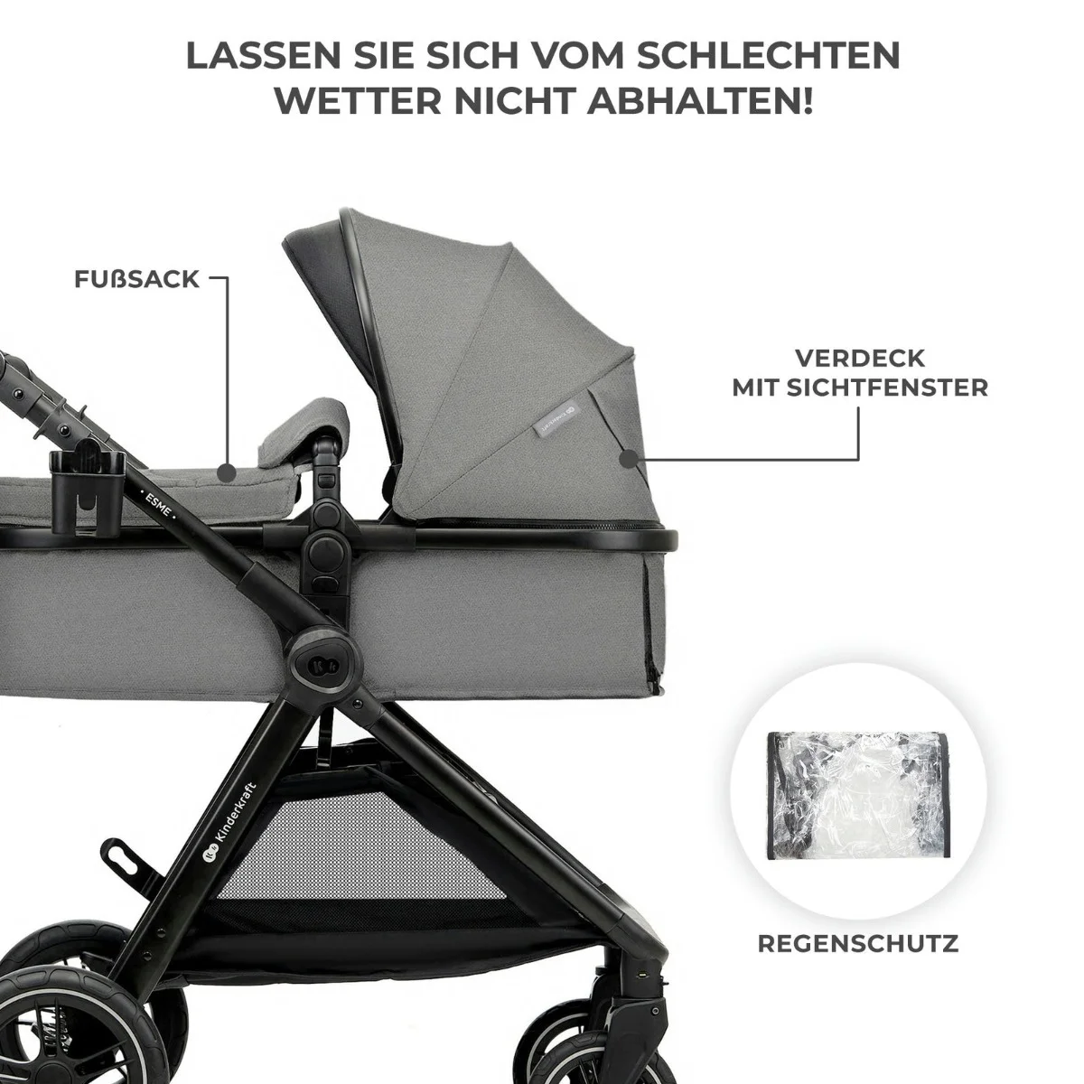 Kinderkraft Kombikinderwagen 3in1 ESME Grey