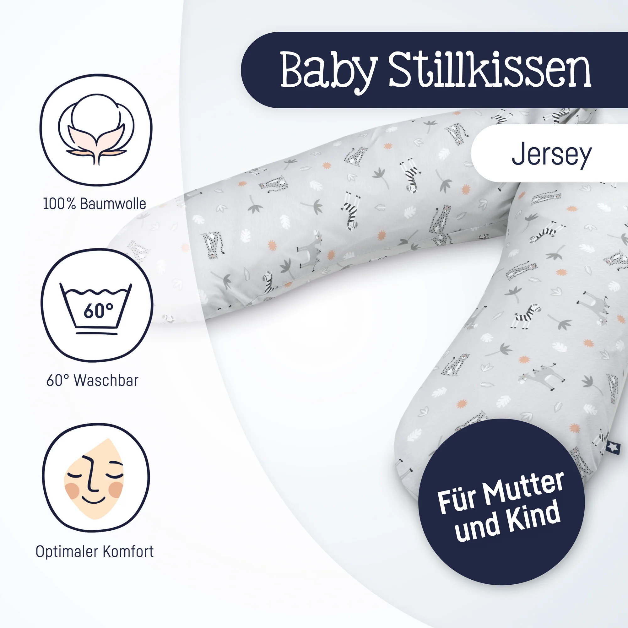 Zöllner personalisiertes Stillkissen Jersey Cotton mit Namen Savanne BeigeSchrift 1