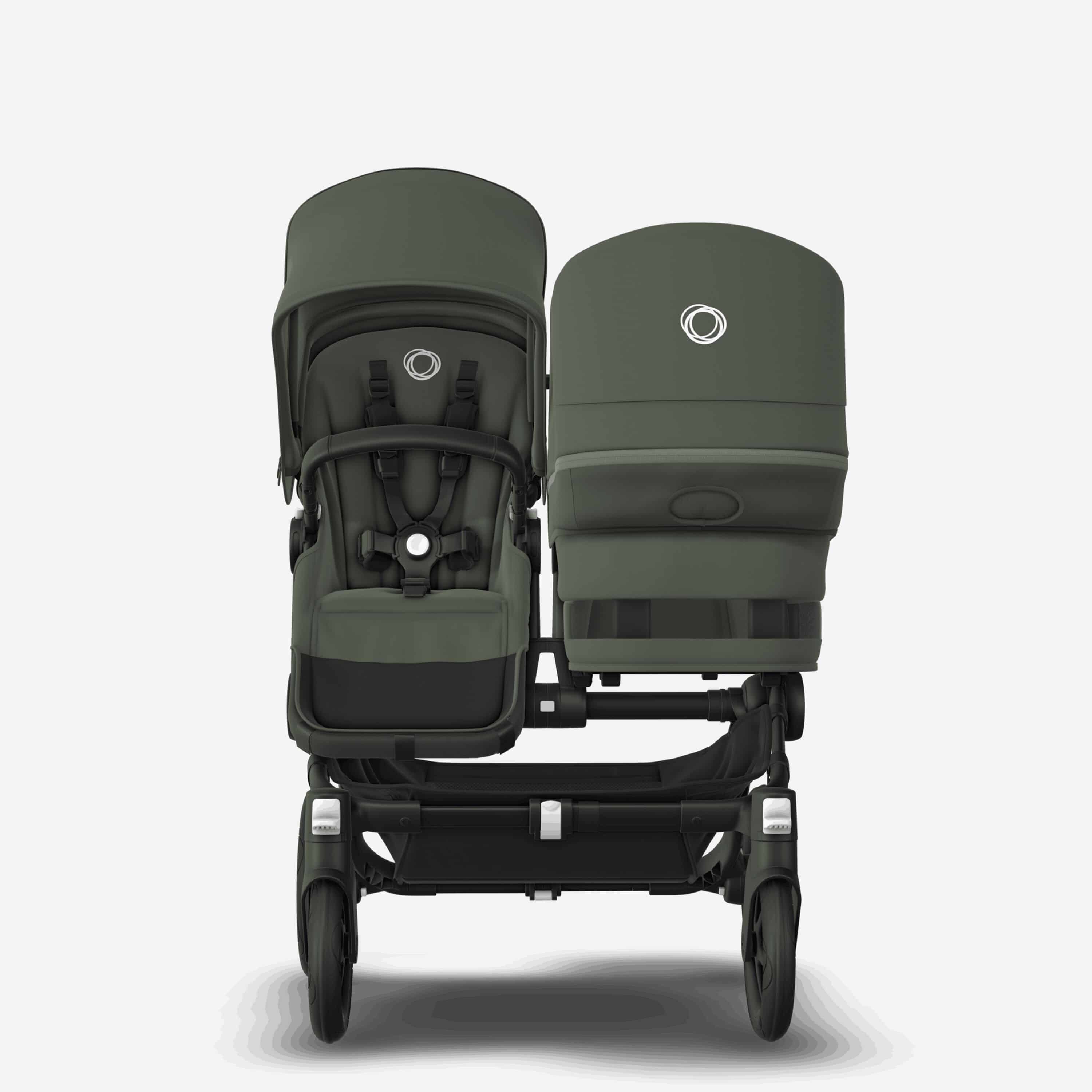 Bugaboo Donkey5 Duo schwarz/waldgrün - Geschwisterwagen