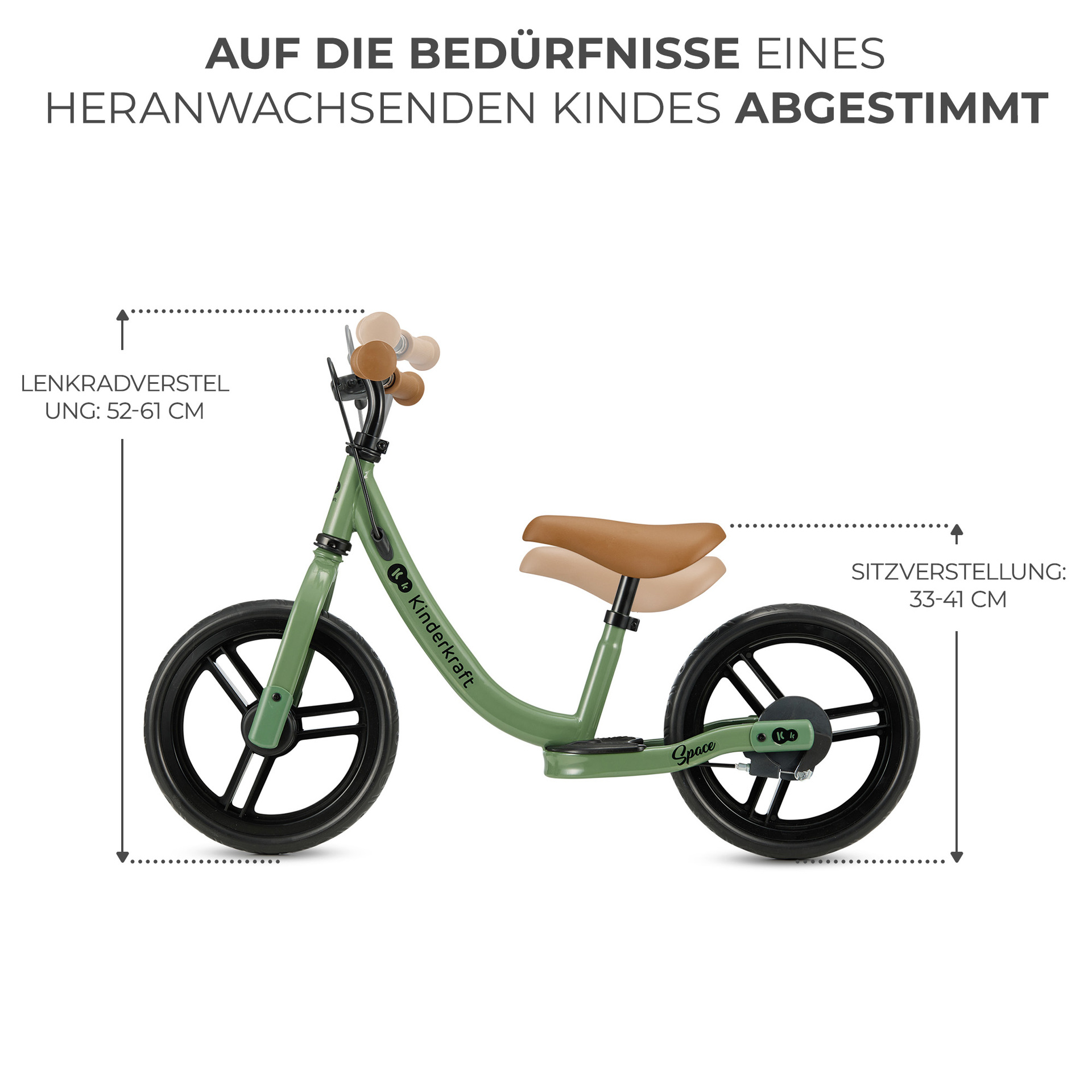 Kinderkraft Balance Bike SPACE Light Green - Laufrad 