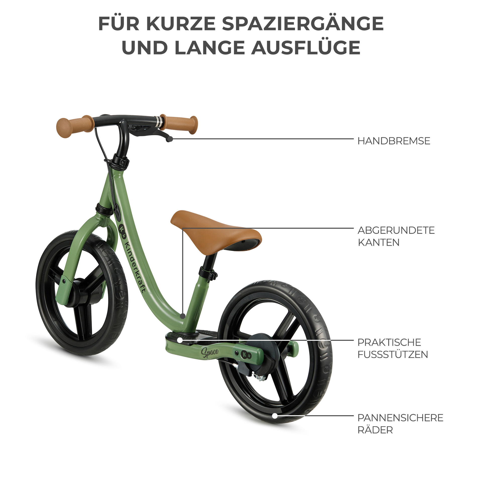 Kinderkraft Balance Bike SPACE Light Green - Laufrad 