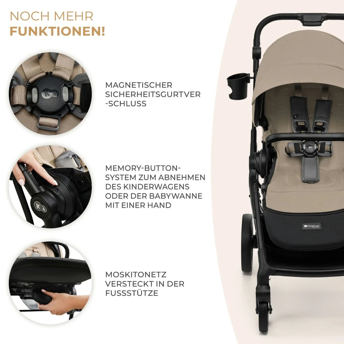 Kinderkraft Kombikinderwagen YOXI 2IN1 Beige