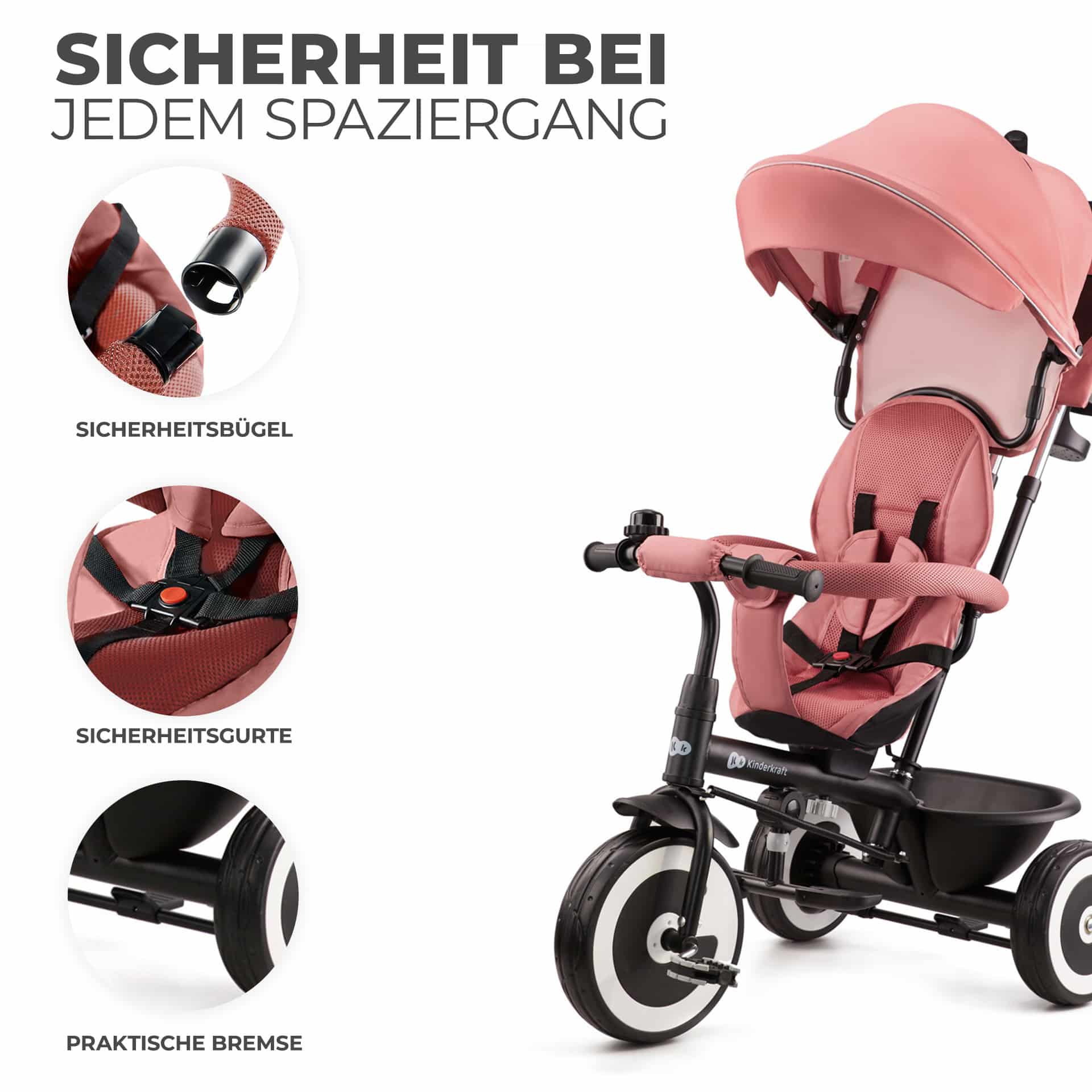 Kinderkraft ASTON Tricycle Rose Pink - Dreirad