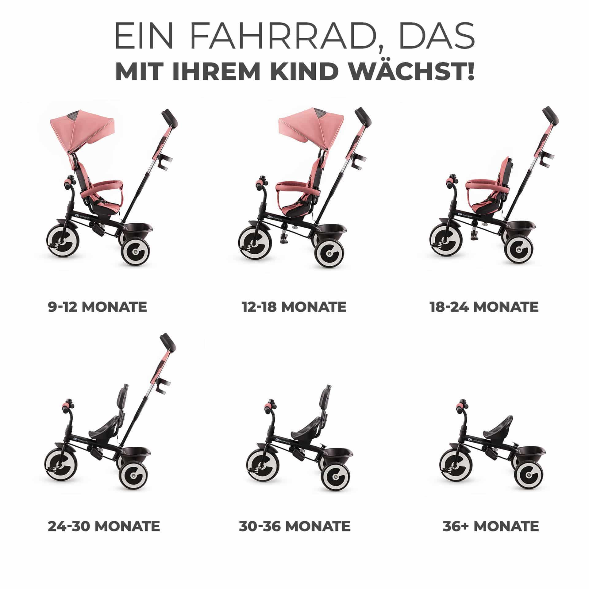 Kinderkraft ASTON Tricycle Rose Pink - Dreirad