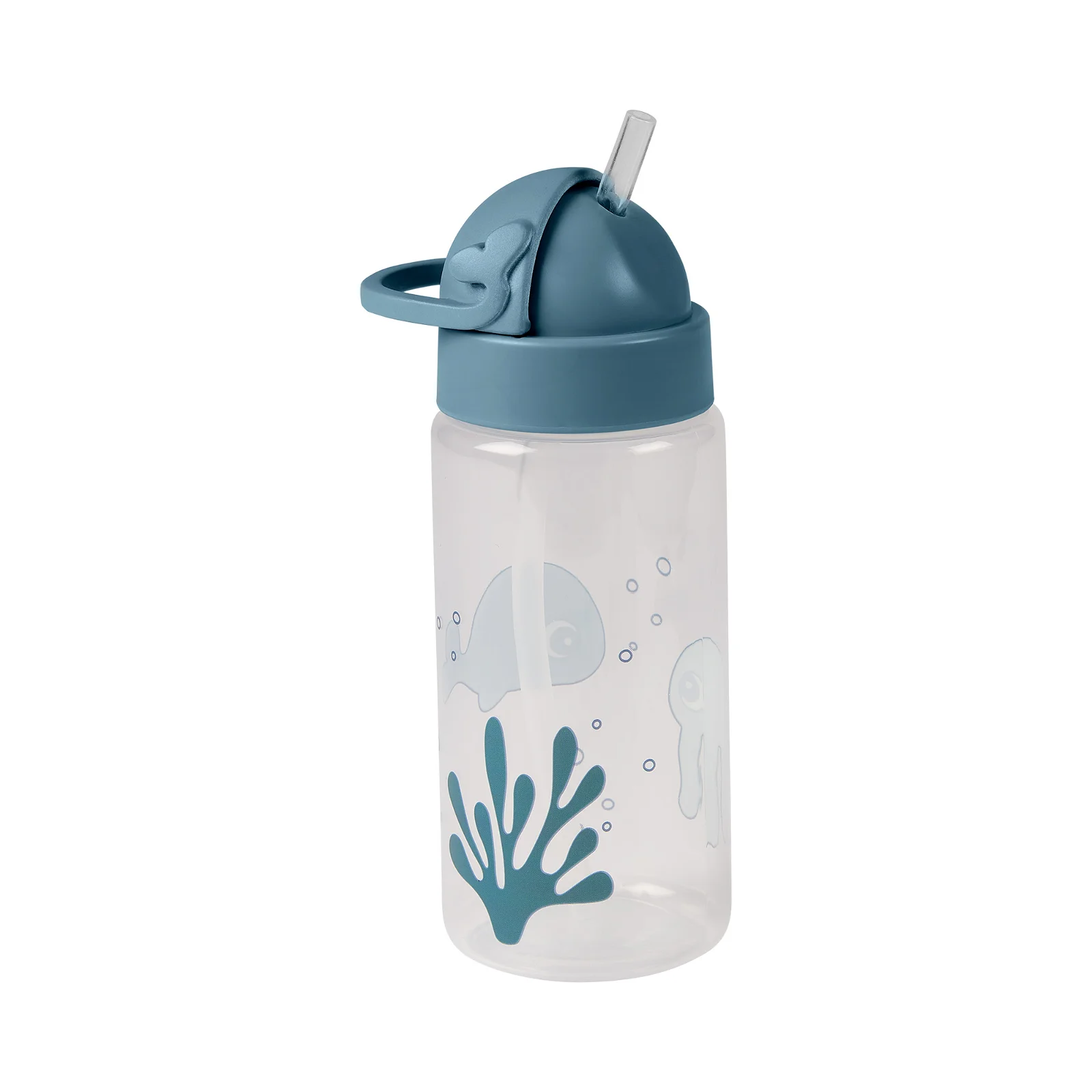 Done by Deer - Trinkflasche mit Strohhalm Sea Friends Blue