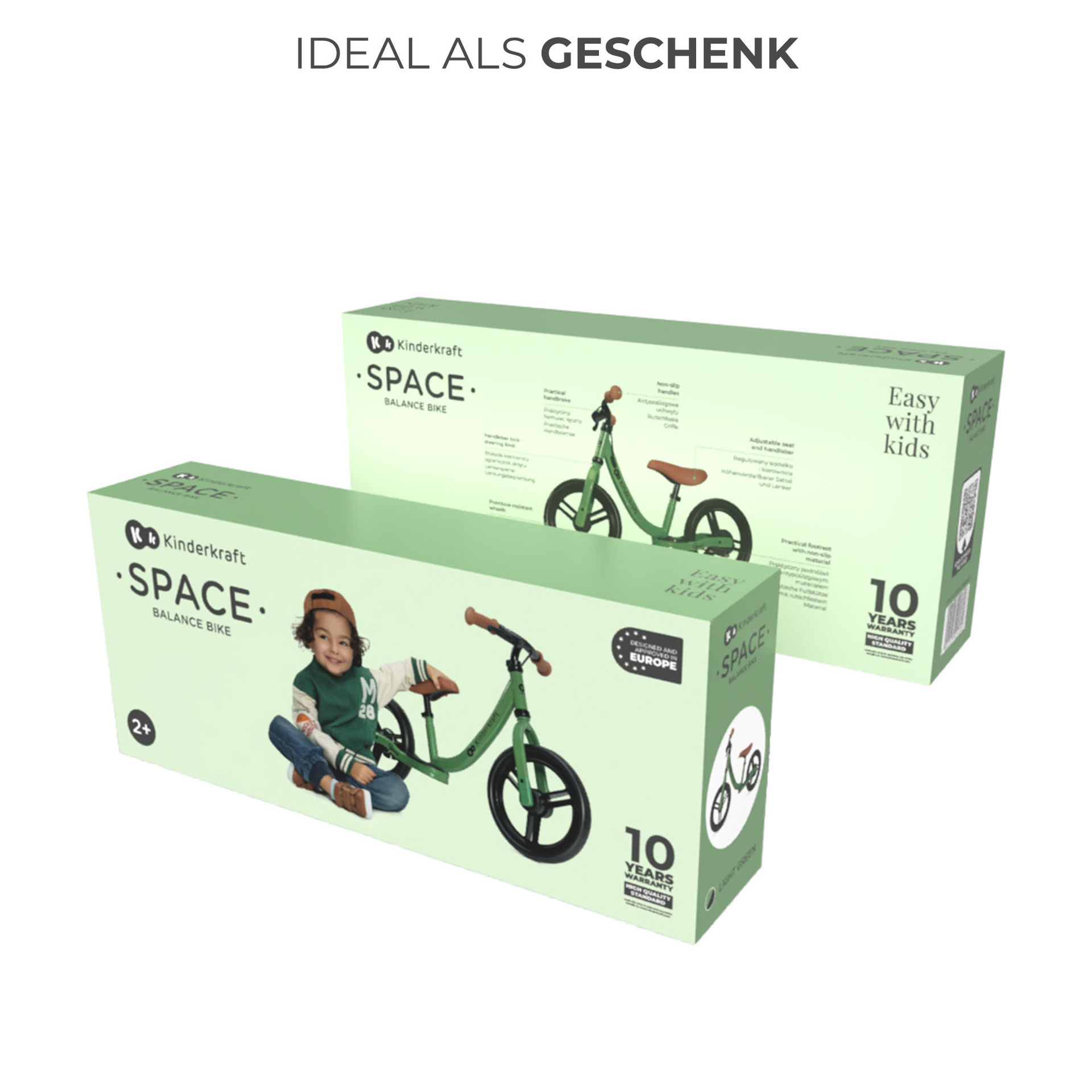 Kinderkraft Balance Bike SPACE Light Green - Laufrad 