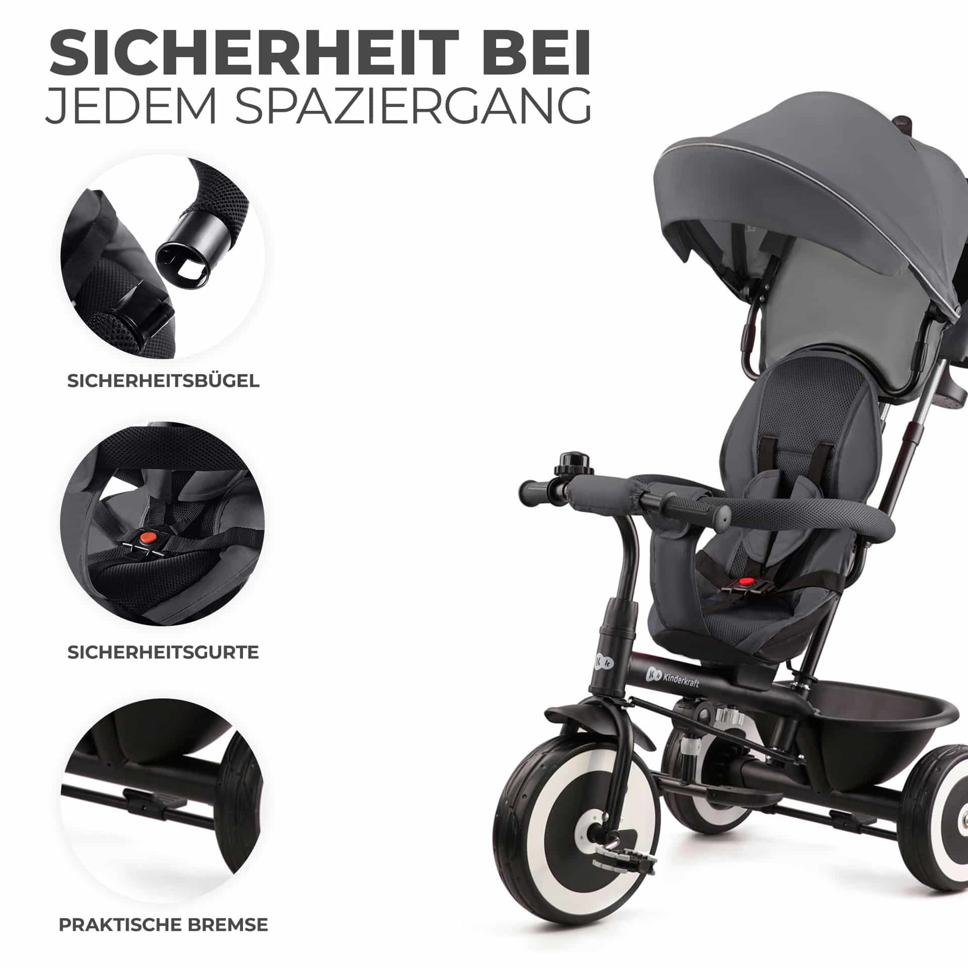 Kinderkraft ASTON Tricycle - Dreirad Malachite Grey