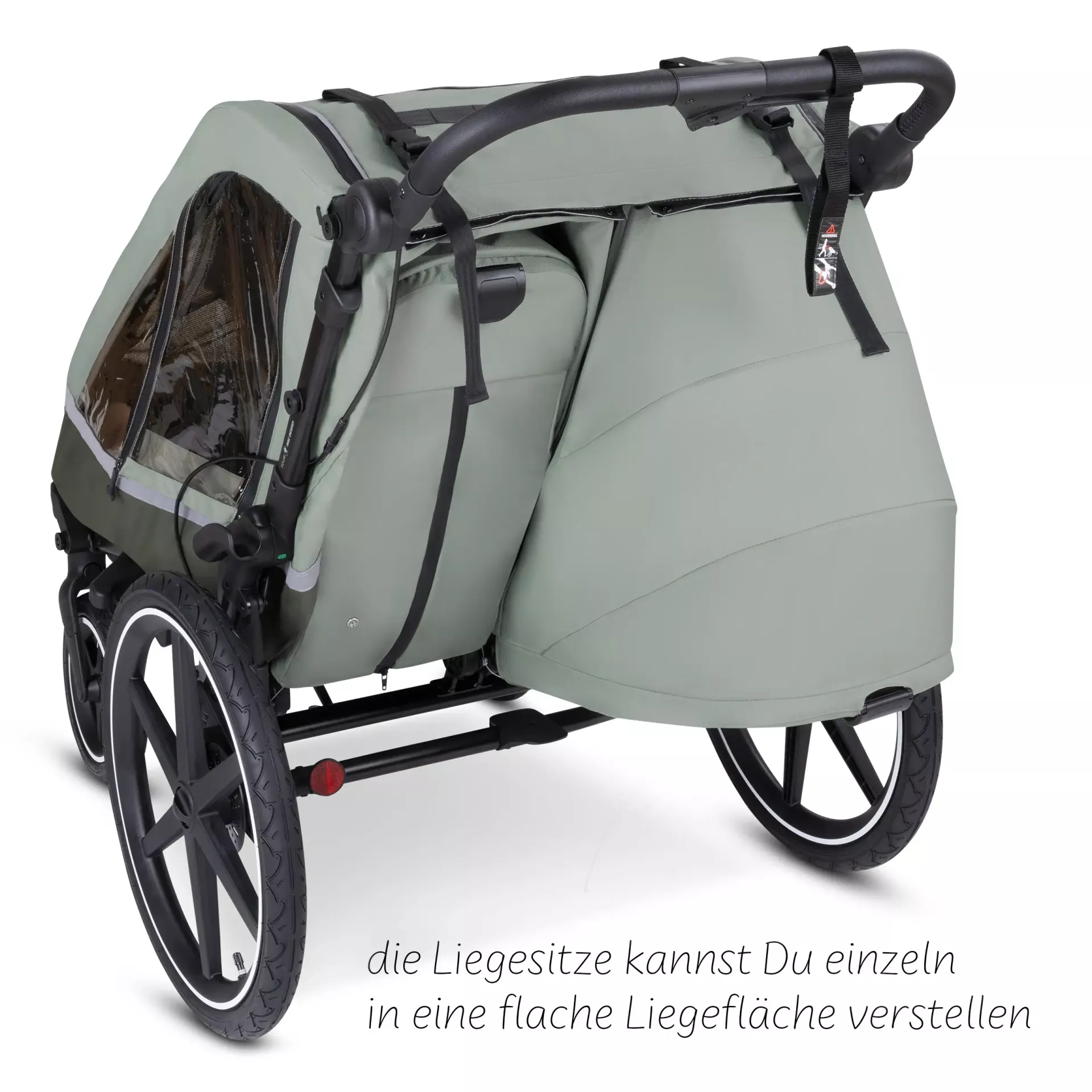 ABC Design Fahrradanhänger Tour mit 2 Komfortsitzen & Lufträdern olive