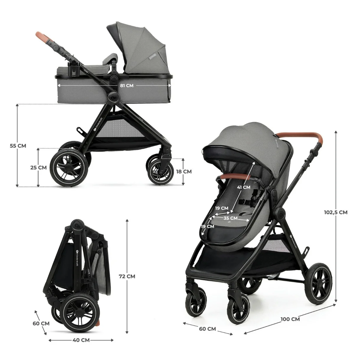 Kinderkraft Kombikinderwagen 3in1 ESME Grey