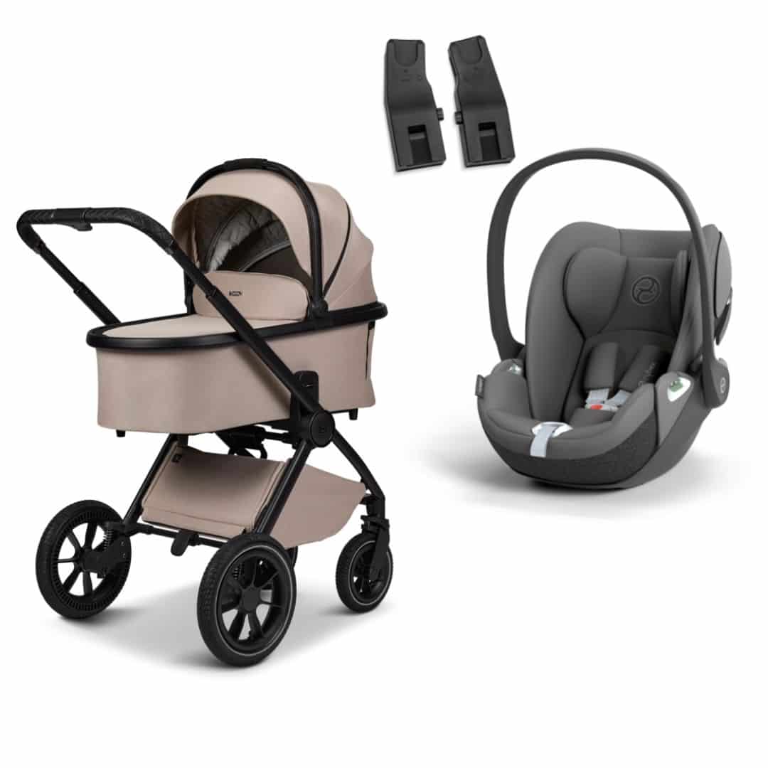 Moon GIO+ Kombikinderwagen sand Set 3in1 inkl. Cybex Cloud T i-Size Babyschale grey